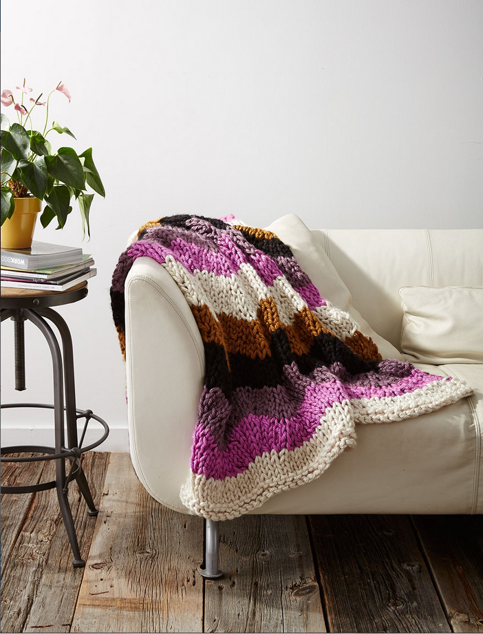 Free Pattern Knit Throw Pattern from Yarnspirations Stitch and Unwind